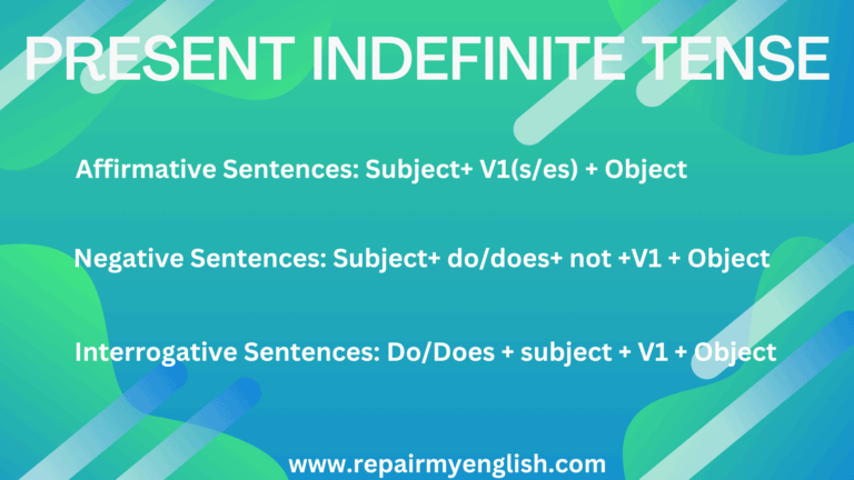 Present Indefinition Tense Rules Examples Repair My English