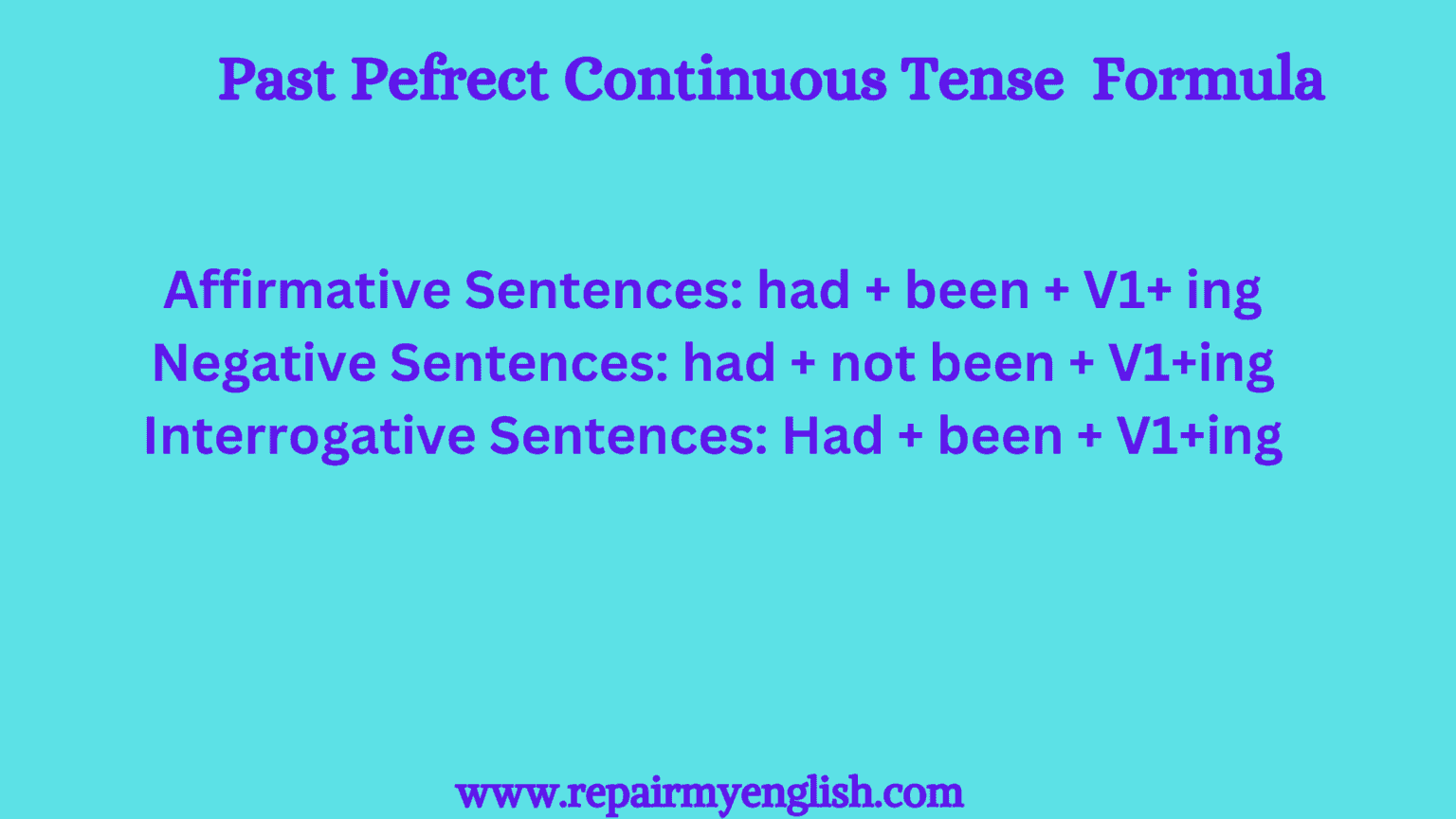 Past Perfect Continuous Tense | Repair My English